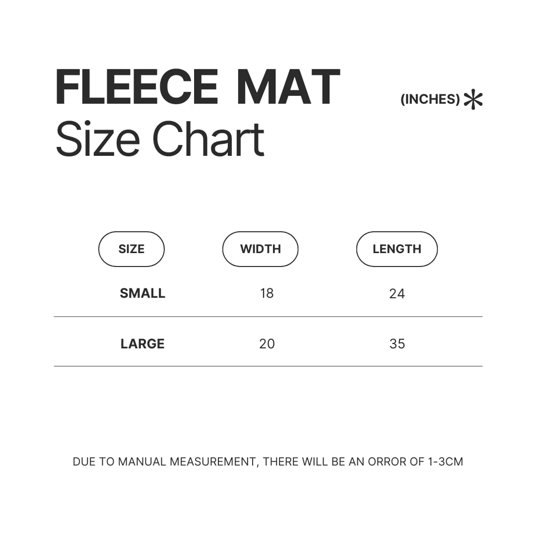 Fleece Mat Size Chart - Castle In The Sky Merch