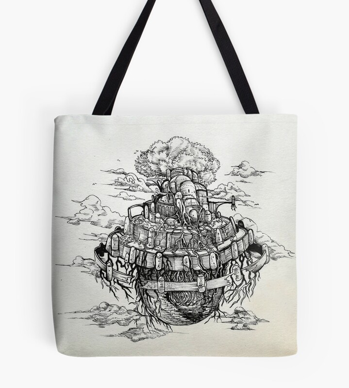 Castle In The Sky Vintage Anime Art Tote Bag
