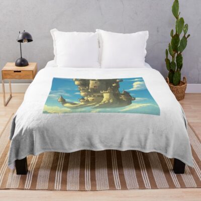 Studio Ghibli Castle In The Sky Throw Blanket