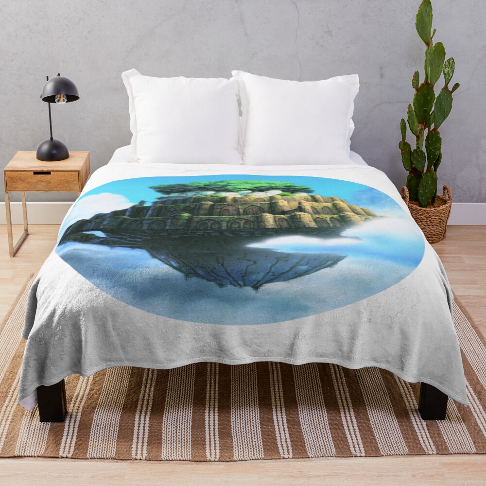 Laputa Lost Kingdom Castle In The Sky Throw Blanket