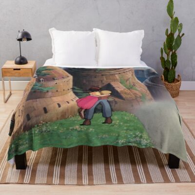 Ancient Laputa Discovery Castle In The Sky Throw Blanket
