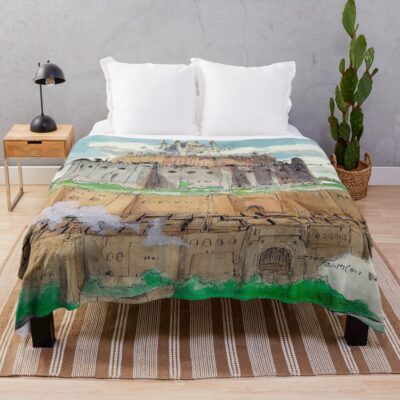 Flying Laputa Castle In The Sky Throw Blanket