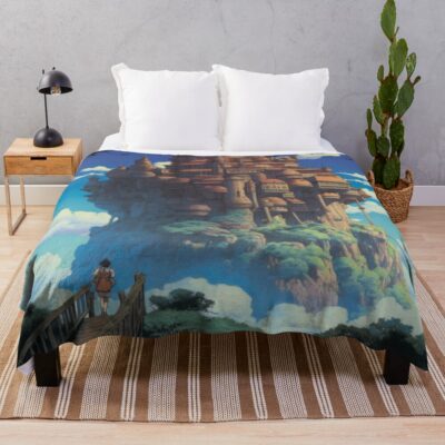 Ancient Sky Kingdom Castle In The Sky Throw Blanket