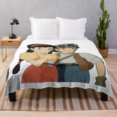 Sheeta And Pazu Adventure Laputa Throw Blanket