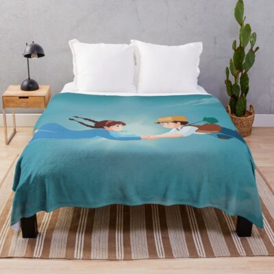 Sheeta And Pazu Castle In The Sky Throw Blanket