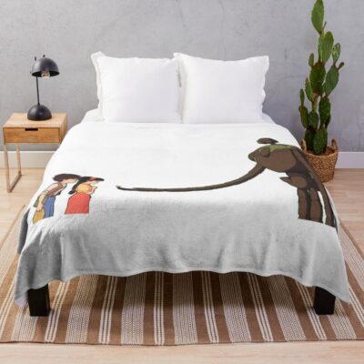Laputa Robot With Flowers Castle In The Sky Throw Blanket