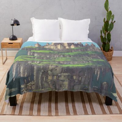Laputa High Fantasy Castle In The Sky Throw Blanket
