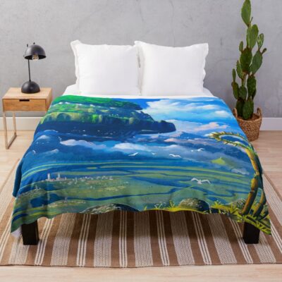 Castle Above The Clouds Laputa Throw Blanket