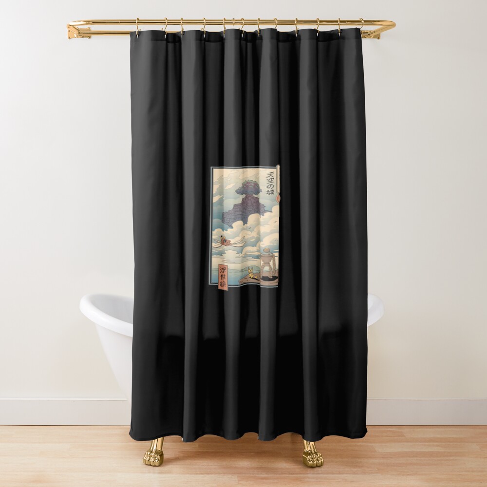 Castle In The Sky Ukiyo E Art Shower Curtain