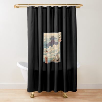 Laputa Ukiyo E Castle In The Sky Shower Curtain
