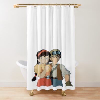 Sheeta And Pazu Adventure Laputa Shower Curtain