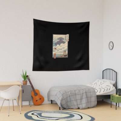 Laputa Ukiyo E Castle In The Sky Tapestry
