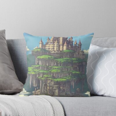 Laputa High Fantasy Castle In The Sky Throw Pillow
