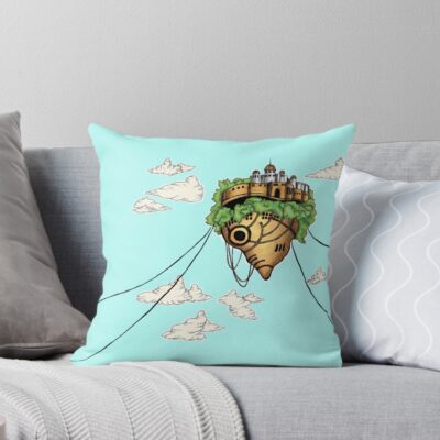 Laputa Sky Island Anime Art Throw Pillow