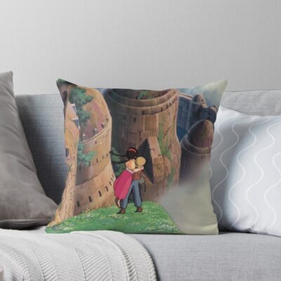 Ancient Laputa Discovery Castle In The Sky Throw Pillow