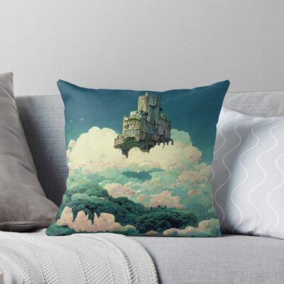 Laputa Floating Castle Castle In The Sky Throw Pillow