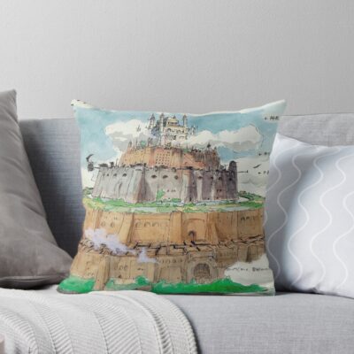 Flying Laputa Castle In The Sky Throw Pillow