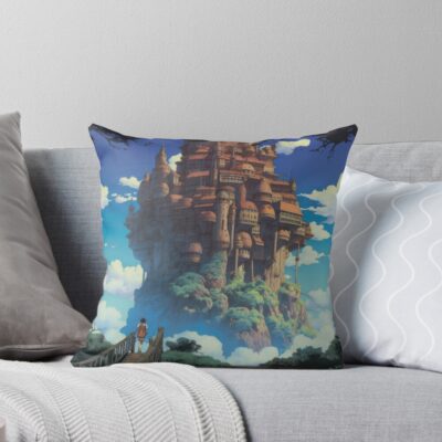Ancient Sky Kingdom Castle In The Sky Throw Pillow