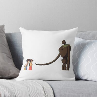 Laputa Robot With Flowers Castle In The Sky Throw Pillow