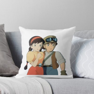 Sheeta And Pazu Adventure Laputa Throw Pillow
