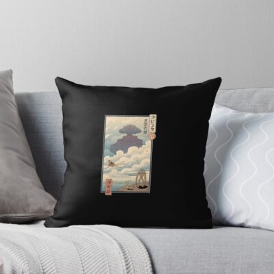 Laputa Ukiyo E Castle In The Sky Throw Pillow